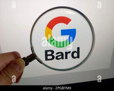 SUQIAN, CHINA - 22. MÄRZ 2023 - Google Bard, Suqian, Provinz Jiangsu, China, 22. März, 2023. Das US-Technologieunternehmen Google hat eine Testversion gestartet Stockfoto