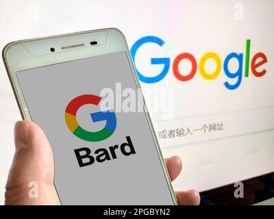 SUQIAN, CHINA - 22. MÄRZ 2023 - Google Bard, Suqian, Provinz Jiangsu, China, 22. März, 2023. Das US-Technologieunternehmen Google hat eine Testversion gestartet Stockfoto