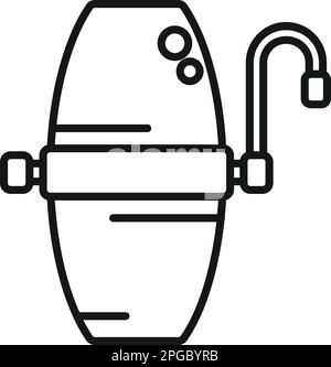 Umrissvektor des Osmose-Wasserbehältersymbols. Bestrahlungsgeräte. Containersystem Stock Vektor