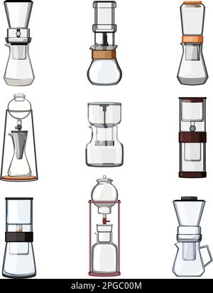 Vektordarstellung für Eistropf-Kaffee-Set Stock Vektor