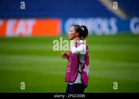 Paris, Paris, Frankreich. 21. März 2023. Li Mengwen von Paris Saint Germain nimmt an einem Training zur Vorbereitung des Spiels der UEFA Women's Champions League zwischen Paris Saint Germain und VfL Wolfsburg am 21. März 2023 in Paris, Frankreich, Teil. Kredit: Glenn Gervot/Xinhua/Alamy Live News Stockfoto