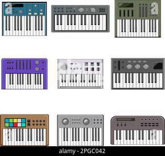 synthesizer-Audioset-Cartoon-Vektordarstellung Stock Vektor
