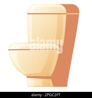 Toilettenschüssel mit Spültank und geschlossenem Sitzdeckel isoliert auf weißem Hintergrund. Vektorkarikatur-Darstellung eines beigen Keramiktoiletts im Haus- oder Hotel-wc Stock Vektor