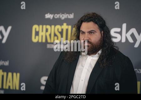 Rom, Italien, 20. März 2023, Francesco Giordano nimmt am 20. März 2023 an der Fotokonferenz für die tv-Show „Christian 2" im Cinema Barberini in Rom Teil (Foto: Luca Carlino/NurPhoto). Kredit: NurPhoto SRL/Alamy Live News Stockfoto