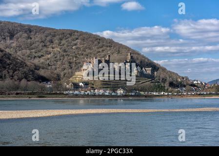 Schloss Reichenstein im UNESCO-Weltkulturerbe Oberes Mittelrheintal, Deutschland Stockfoto