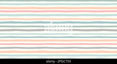 Gestreiftes Hintergrundbanner. Vektornahtlose Wiederholung des Rands handgezeichneter organischer Bo-Ho-Horizontalstreifen. Stock Vektor