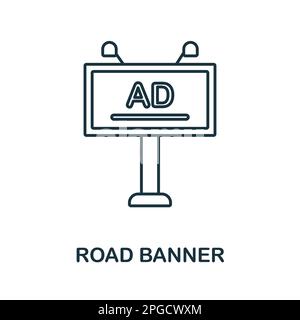 Liniensymbol für Straßenbanner. Farbiges Elementzeichen aus der Werbesammlung für den Außenbereich. Symbolschild für Webdesign, Infografiken und mehr. Stock Vektor