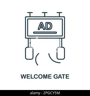 Symbol „Willkommens-Gate“. Farbiges Elementzeichen aus der Werbesammlung für den Außenbereich. Gliederung Willkommen-Gate-Symbol für Webdesign, Infografiken und mehr Stock Vektor