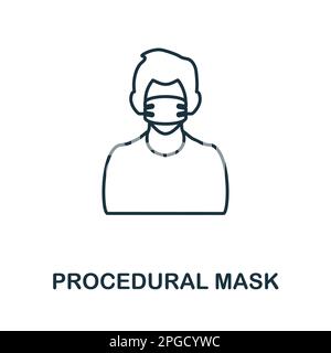 Liniensymbol für die prozedurale Maske. Monochromes Umrisssymbol für einfache prozedurale Maske für Vorlagen, Webdesign und Infografiken Stock Vektor