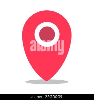Silhouette für rotes Nadelsymbol auf weißem Hintergrund Vektordarstellung festgelegt. Suchen Sie die GPS-Karte. Stock Vektor