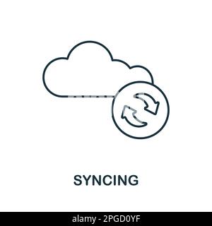 Zeilensymbol wird synchronisiert. Elementzeichen aus Netzwerksammlung. Symbolzeichen für Webdesign, Infografiken und mehr werden synchronisiert. Stock Vektor