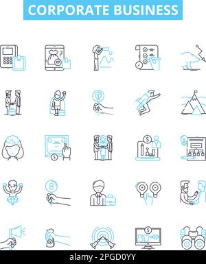 Symbole für Unternehmensvektorlinien festgelegt. Firma, Geschäft, Unternehmen, Management, Organisation, Profit, Industries Illustration Konzept Stock Vektor