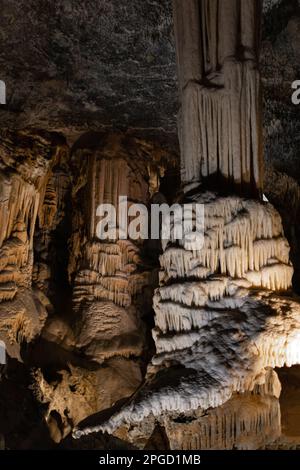 Tropfsteinsäule in der berühmten Karsthöhle von Postojna, Slowenien. Stockfoto