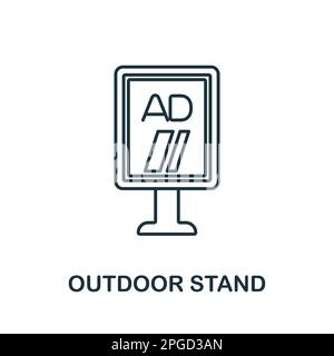 Symbol für Außenständer. Farbiges Elementzeichen aus der Werbesammlung für den Außenbereich. Outline Outdoor Stand Symbolschild für Webdesign, Infografiken und Stock Vektor