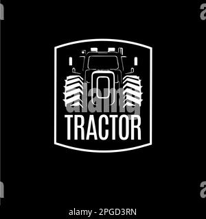 Traktorlogo, Schild „Farm Workhorse“, Logo „Agriculture“, Symbol „Fieldwork Machinery“. Vektordarstellung. Stock Vektor