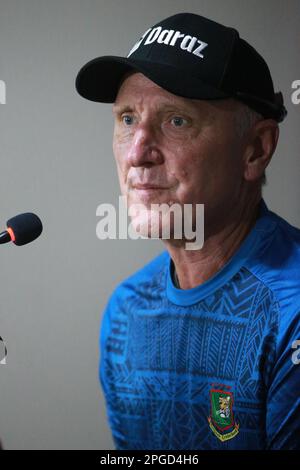 Allan Donald, Bangladesch, Batting Coach, nimmt an der Pressekonferenz vor dem Spiel in der Sylhet International Stadium Conference Hall, Lakkatura, Sylhet, Banglade Teil Stockfoto