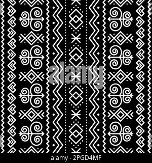 Vektor der slowakischen Volkskunst nahtloses geometrisches Muster mit geometrischem Motiv – vertikales Design, inspiriert von traditioneller gemalter Kunst aus dem Dorf Cicman Stock Vektor