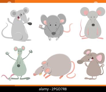 Comicfigurenset mit lustigen Mäusen-Tieren Stock Vektor
