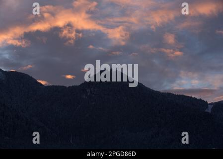 ich tramonti nelle dolomiti e gli scorci di paesaggio Stockfoto