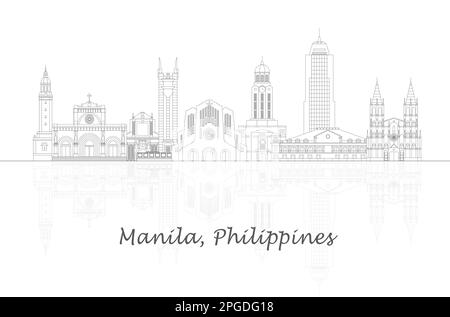 Skizzieren Skyline Panorama der Stadt Manila, Philippinen - Vektor-Illustration Stock Vektor