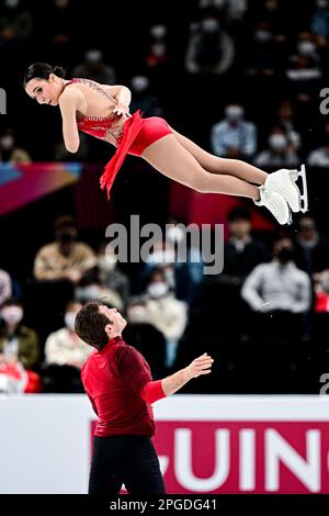 Lia PEREIRA & Trennt MICHAUD (CAN), während des Pairs Short Program, bei der ISU World Figure Skating Championships 2023, in der Saitama Super Arena, am 22. März 2023 in Saitama, Japan. Kredit: Raniero Corbelletti/AFLO/Alamy Live News Stockfoto