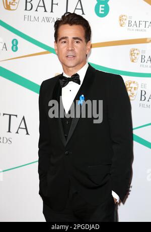 London, Großbritannien. 19. Februar 2023. Colin Farrell nimmt an den EE BAFTA Film Awards 2023 in der Royal Festival Hall in London Teil. (Foto: Fred Duval/SOPA Images/Sipa USA) Guthaben: SIPA USA/Alamy Live News Stockfoto