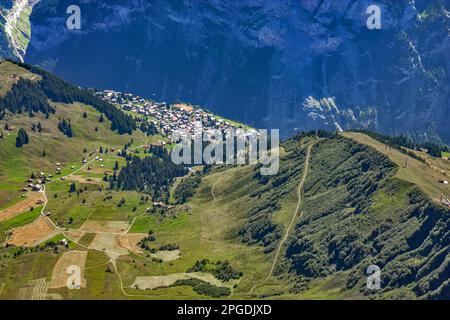Blick auf die Jungfrau Schweizer Alpen und den Gletscher Stockfoto