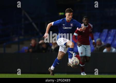 Finn Steele aus Ipswich Town - Ipswich Town / West Ham United, FA Youth Cup Sixth Round, Portman Road, Ipswich, Großbritannien - 22. Februar 2023 Stockfoto