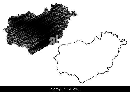 Richmondshire nicht-Metropolregion (Vereinigtes Königreich von Großbritannien und Nordirland, zeremonielle Grafschaft North Yorkshire, England) Kartenvektor Stock Vektor