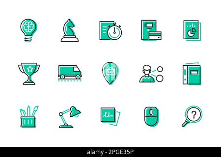 Büro – modernes Liniendesign mit Symbolen Stock Vektor