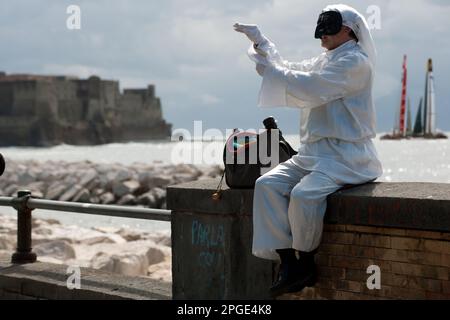 pulcinella, Via caracciolo, american's Cup, neapel, kampanien, italia, Stockfoto