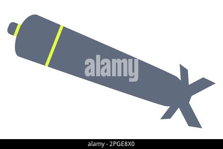 Großer schwerer Sprengkopf in flachem Stil auf weißem Hintergrund. Stock Vektor
