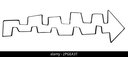 Gewellter Pfeil auf weißem Hintergrund. Stock Vektor