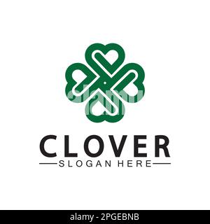 Illustration Für Die „Four Leaf Clover“-Logovorlage. Stock Vektor
