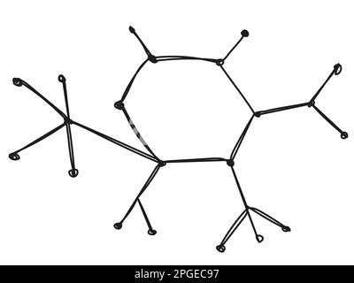 Kritzeln Sie chemische Bindungen und Verbindungen in einer Zeile auf weißem Hintergrund. Stock Vektor