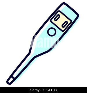 PrintSimple-Symbol mit einem blauen elektronischen Thermometer Stock Vektor