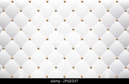 Die Textur von gestepptem Leder mit goldenen Knöpfen Stock Vektor
