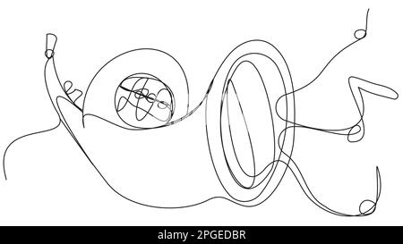 Einzeilige musikalische Trompete auf weißem Hintergrund Stock Vektor