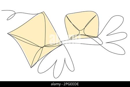 Zwei Doodle-Mails in einer Zeile auf weißem Hintergrund. Stock Vektor
