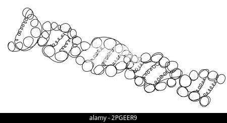 Doodle-Illustration mit Desoxyribonukleinsäure in einer Zeile Stock Vektor