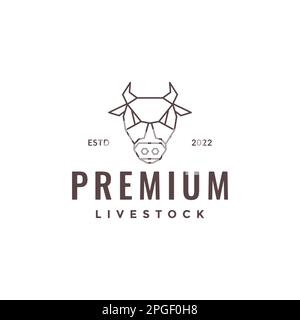 Tier Rind Vieh Tier Tier Tier Tier Tier Tier gehornte geometrische Polygonlinie Hipster Logo-Vektor Stock Vektor