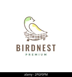 Little Bird Nest Ei Zweig Baumlinie Art modern farbenfrohes abstraktes Logo Design Vektor Stock Vektor