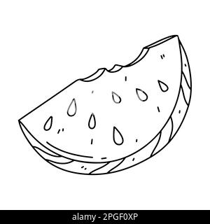 Wassermelone im handgezeichneten Doodle-Stil. Ein Stück Obst. Vektordarstellung isoliert auf weißem Hintergrund Stock Vektor
