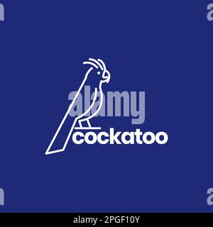 Cockatoo Bird Schnabel lange Schwänze säumen modernen minimalistischen Logo-Vektor Stock Vektor