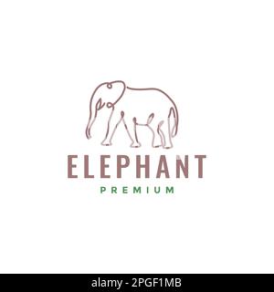 Wildtiere Riesenelefant Walking Line Art moderner minimalistischer Logo-Design-Vektor Stock Vektor