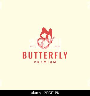 Schönheit fliegende Tierinsekten Schmetterling isolierter Hipster Logo-Vektor Stock Vektor