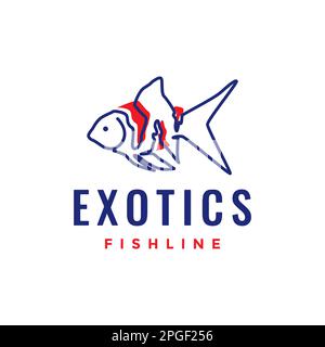 Exotische Fische Aquarium Goldfische Linien Kunst modernes minimalistisches Logo Design Vektor Stock Vektor