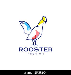 Hähnchen Hahn Geflügel Moderne Linienart abstraktes farbenfrohes Logo Design Vektor Stock Vektor