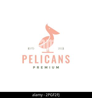 Vogel Pelikan großer Schnabel Seefisch minimalistisch modernes Logo Design Vektor Stock Vektor