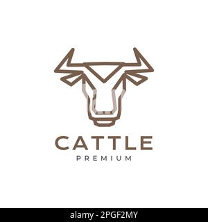 Rinder Nutztiere Hörner Kühe polygonale Linien Art Logo Design Vektor Stock Vektor